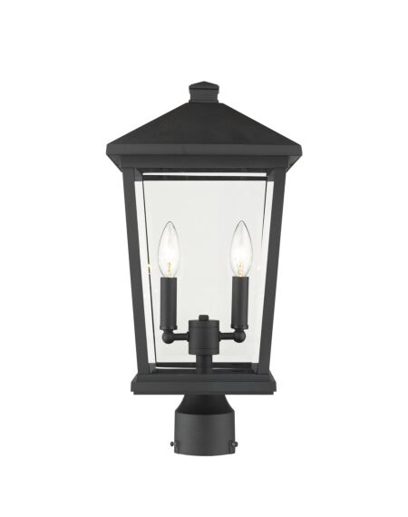 Z-Lite Beacon 2-Light Outdoor Post Mount Fixture Light In Black
