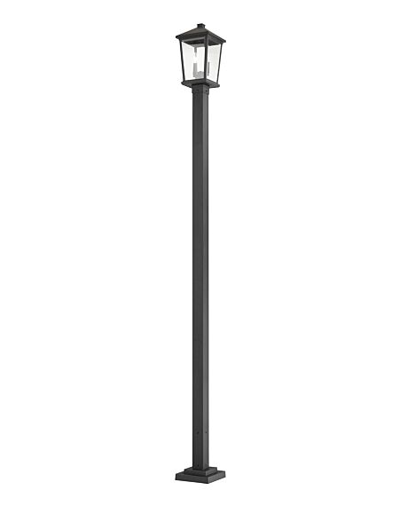 Z-Lite Beacon 2-Light Outdoor Post Mounted Fixture Light In Black