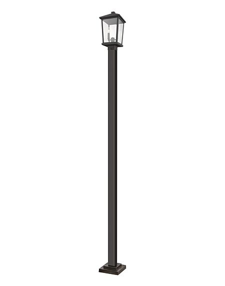 Z-Lite Beacon 2-Light Outdoor Post Mounted Fixture Light In Oil Rubbed Bronze