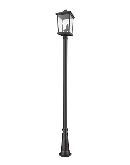 Z-Lite Beacon 3-Light Outdoor Post Mounted Fixture Light In Black