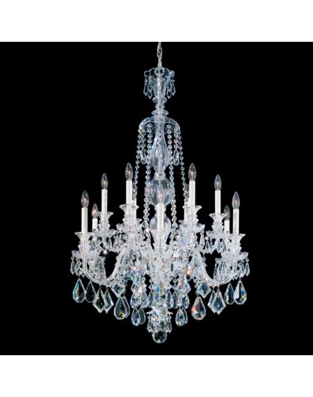 Hamilton 12-Light Chandelier in Silver with Clear Heritage Crystals