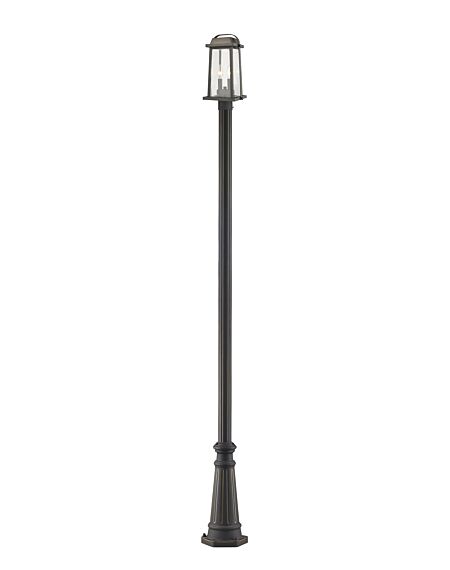 Z-Lite Millworks 2-Light Outdoor Post Mounted Fixture Light In Oil Rubbed Bronze
