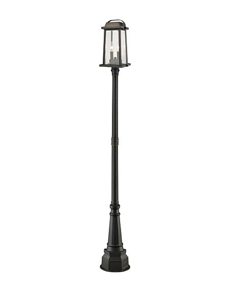 Z-Lite Millworks 2-Light Outdoor Post Mounted Fixture Light In Oil Rubbed Bronze