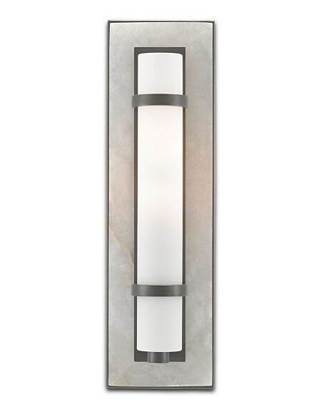 Bagno 1-Light Wall Sconce in Natural Alabaster with Oil Rubbed Bronze with Opaque/White