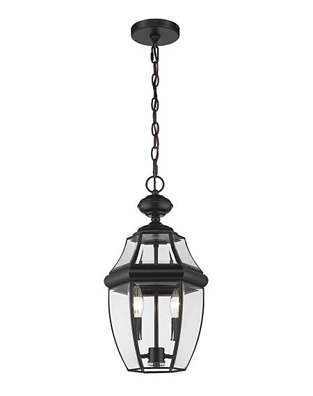 Z-Lite Westover 2-Light Outdoor Chain Mount Ceiling Fixture Light In Black