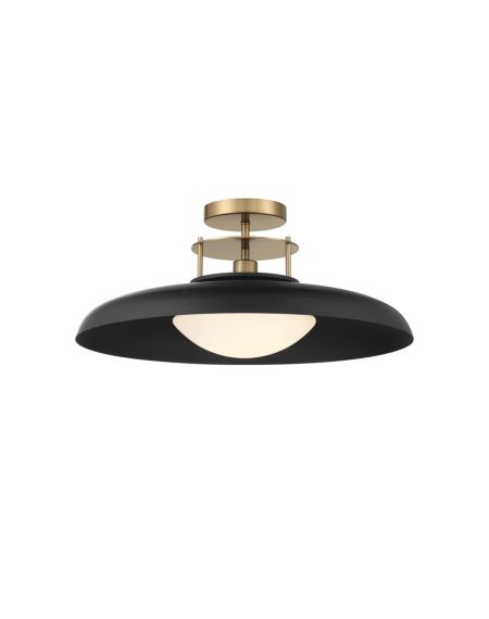 Gavin 1-Light Ceiling Light in Matte Black with Warm Brass Accents