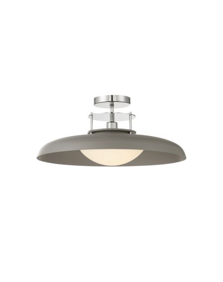 Gavin 1-Light Ceiling Light in Gray with Polished Nickel Accents