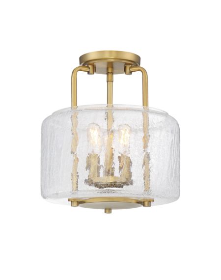  Avalon Semi-Flush Ceiling Light in Warm Brass