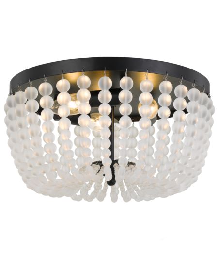  Rylee Ceiling Light in Matte Black with Frosted Glass Beads Crystals