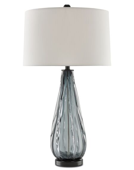 Currey & Company 33" Nightcap Table Lamp in Blue-Gray Clear and Black