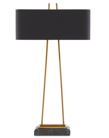 Adorn 2-Light Table Lamp in Antique Brass with Black