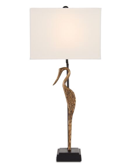 Antigone 1-Light Table Lamp in Antique Brass with Black
