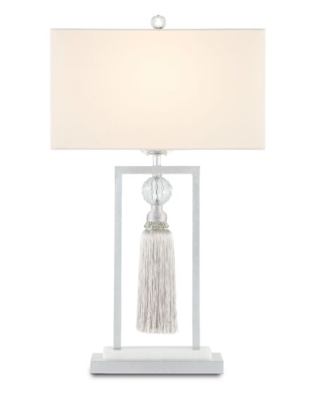 Vitale 1-Light Table Lamp in Silver Leaf with Clear with Silver/White