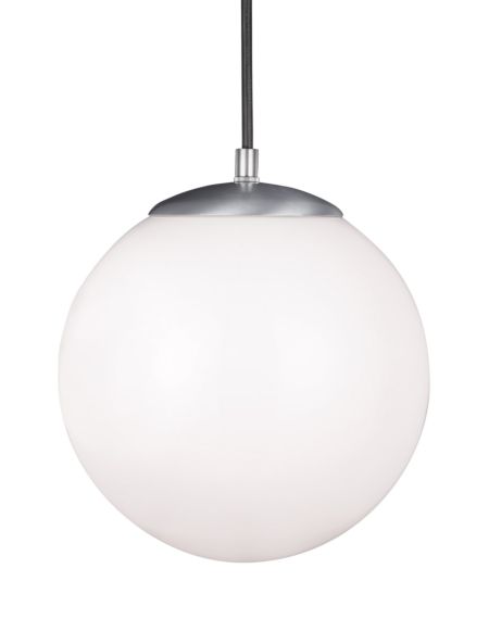 Visual Comfort Studio Leo Hanging Globe Medium Pendant Light in Satin Aluminum