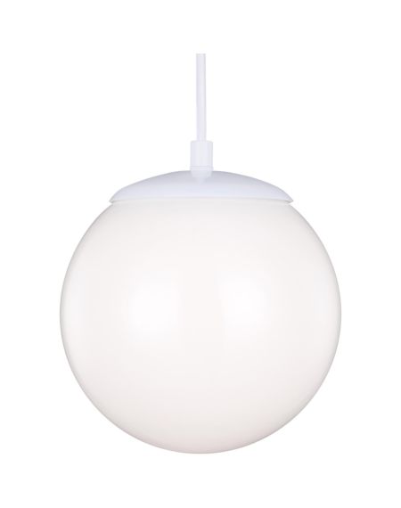 Visual Comfort Studio Leo Hanging Globe Medium Pendant Light in White