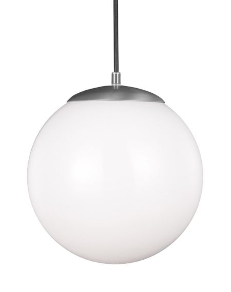 Visual Comfort Studio Leo Hanging Globe 13" Pendant Light in Satin Aluminum