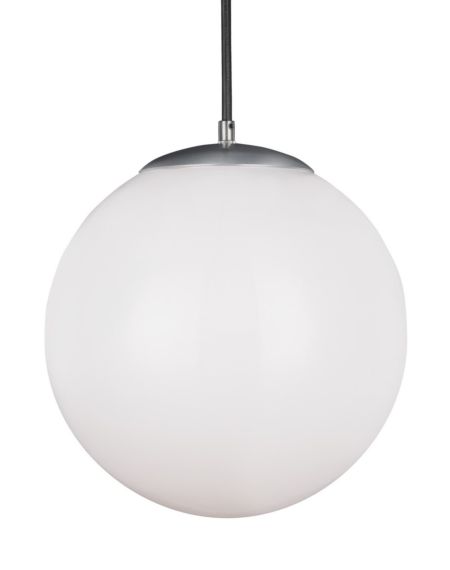 Visual Comfort Studio Leo - Hanging Globe 15" Pendant Light in Satin Aluminum
