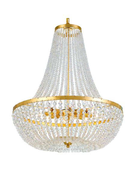  Rylee Modern Chandelier in Antique Gold with Clear Glass Beads Crystals