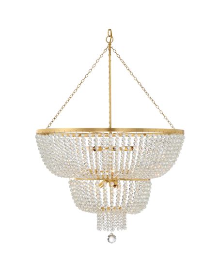  Rylee Chandelier in Antique Gold with Hand Cut Faceted Beads Crystals