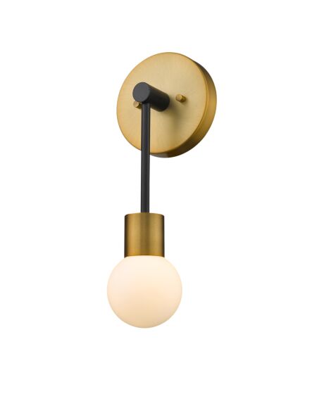 Z-Lite Neutra 1-Light Wall Sconce In Matte Black With Foundry Brass