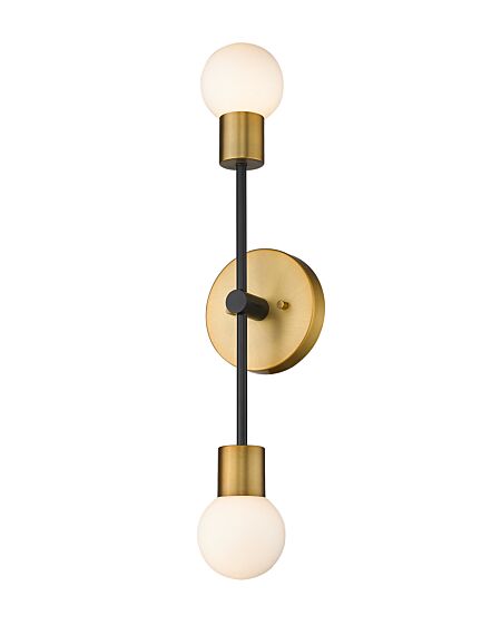 Z-Lite Neutra 2-Light Wall Sconce In Matte Black With Foundry Brass