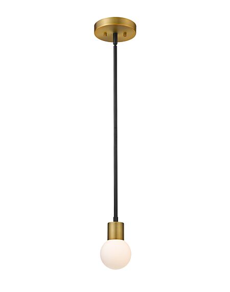 Z-Lite Neutra 1-Light Mini Pendant Light In Matte Black With Foundry Brass