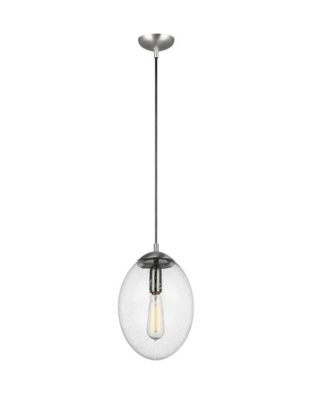 Generation Lighting Leo - Hanging Globe LED Pendant Light in Satin Aluminum