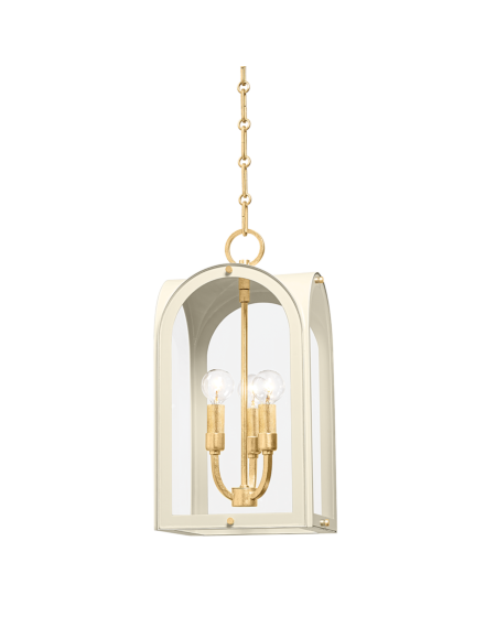 Lincroft 3-Light Lantern in Vintage Gold Leaf With Soft Sand