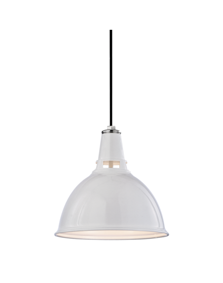  Lydney Pendant Light in White and Polished Nickel