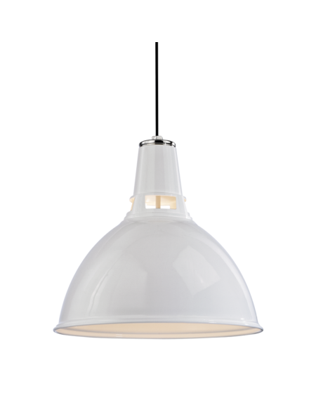  Lydney Pendant Light in White and Polished Nickel
