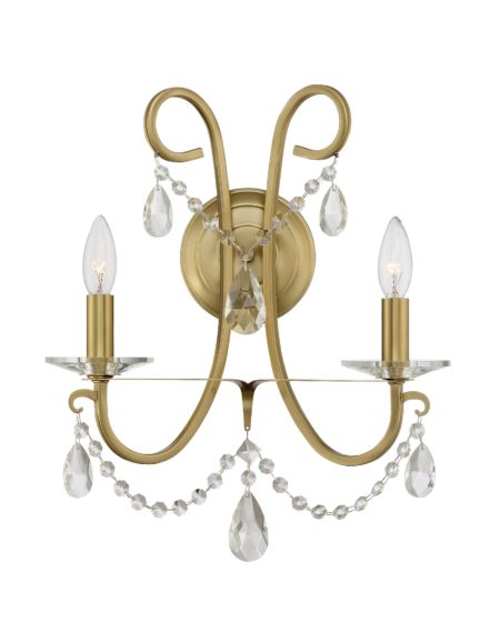  Othello Wall Sconce in Vibrant Gold with Hand Cut Crystal Crystals
