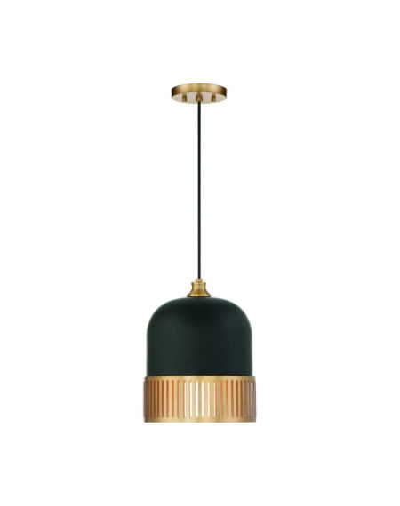 Eclipse 1-Light Pendant in Matte Black with Warm Brass Accents