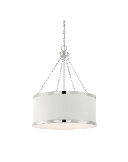 Savoy House Delphi 6 Light Pendant in White with Polished Nickel Acccents