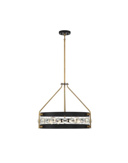 Edina 4-Light Pendant in Matte Black with Warm Brass Accents