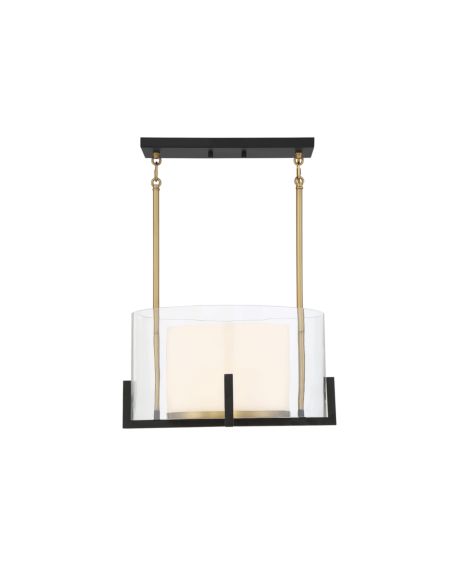 Savoy House Eaton 1 Light Pendant in Matte Black with Warm Brass Accents