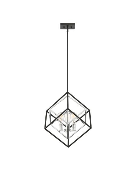 Dexter 3-Light Pendant in Matte Black with Polished Chrome Accents