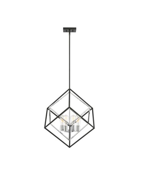 Dexter 4-Light Pendant in Matte Black with Polished Chrome Accents