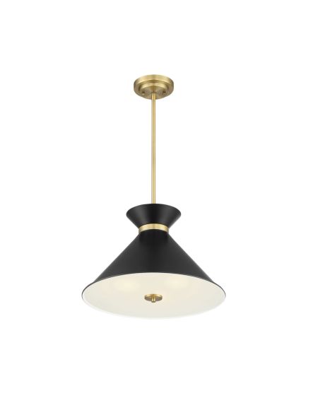 Lamar Pendant in Black with Warm Brass Accents