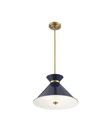 Lamar Pendant in Navy Blue with Brass Accents