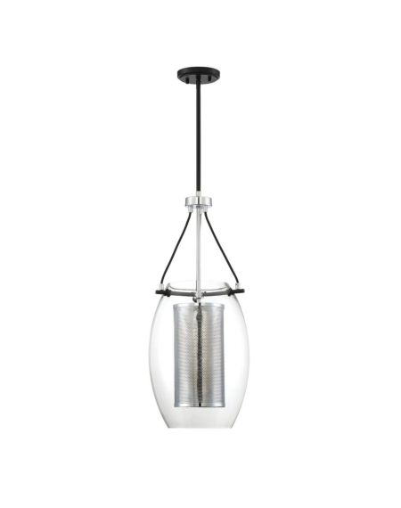 Savoy House Dunbar by Brian Thomas 1 Light Pendant in Matte Black with Polished Chrome Accents