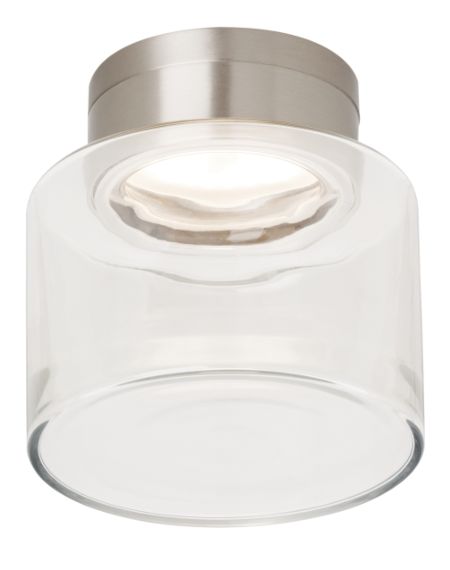 Visual Comfort Modern Casen 3000K LED 7" Ceiling Light in Satin Nickel and Clear