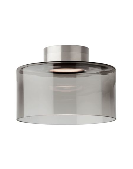Visual Comfort Modern Manette 2700K LED 11" Ceiling Light in Satin Nickel and Transparent Smoke