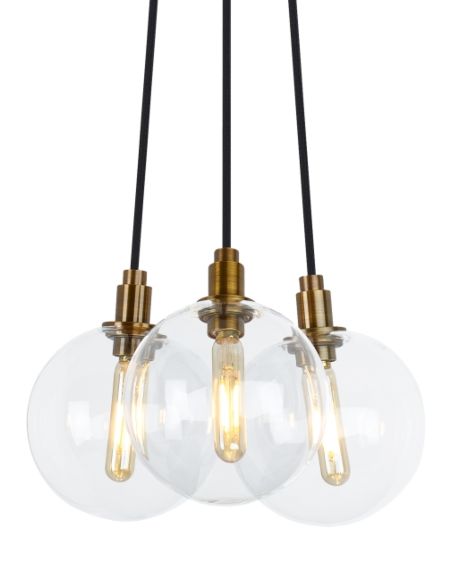 Visual Comfort Modern Gambit Contemporary Chandelier in Aged Brass and Clear