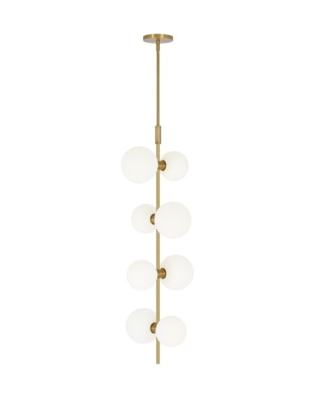 Visual Comfort Modern ModernRail 8-Light 36" Pendant Light in Aged Brass and Glass Orbs