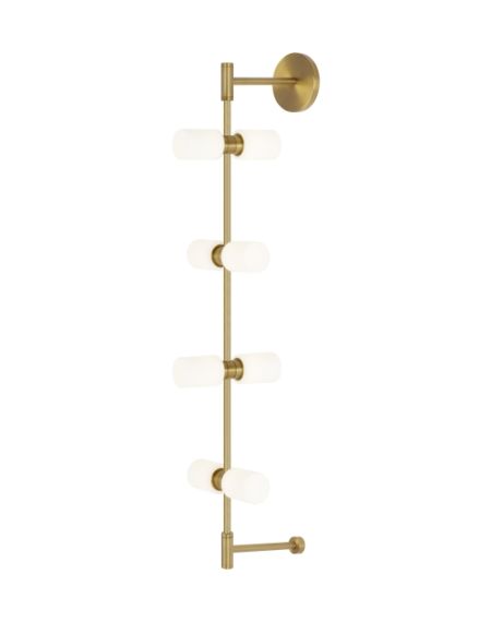 Visual Comfort Modern ModernRail 8-Light 36" Wall Sconce in Aged Brass and Glass Cylinders