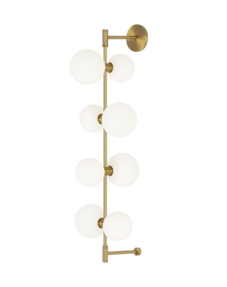 Visual Comfort Modern ModernRail 8-Light 36" Wall Sconce in Aged Brass and Glass Orbs