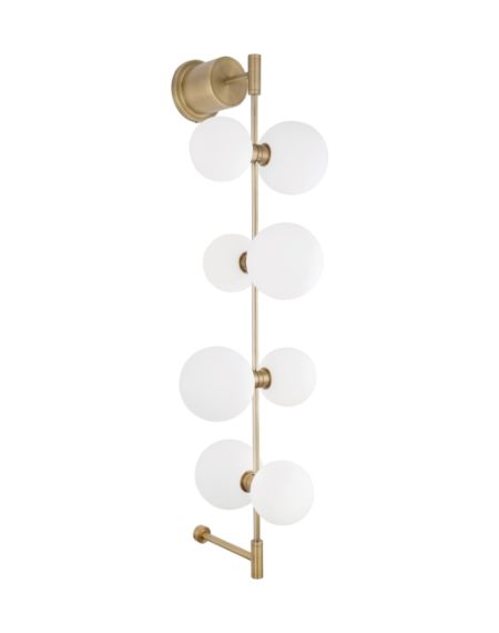 Visual Comfort Modern ModernRail 8-Light 36" Wall Sconce in Aged Brass and Glass Orbs