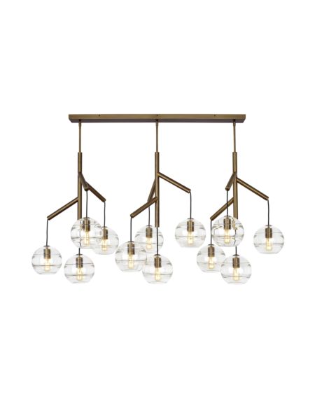 Visual Comfort Modern Sedona Contemporary Chandelier in Aged Brass and Clear