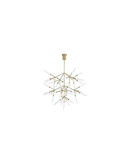 Visual Comfort Modern Spur 45-Light 2700K LED Multi-Tier Chandelier in Aged Brass and Frost