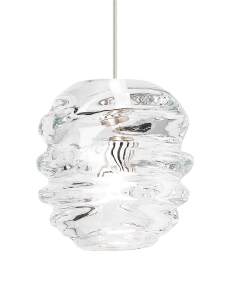 Visual Comfort Modern Audra 3000K LED 6" Pendant Light in Satin Nickel and Clear